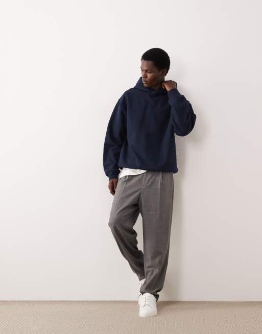ASOS COLLECTIVE oversized super heavyweight hoodie in navy, 2 of 6