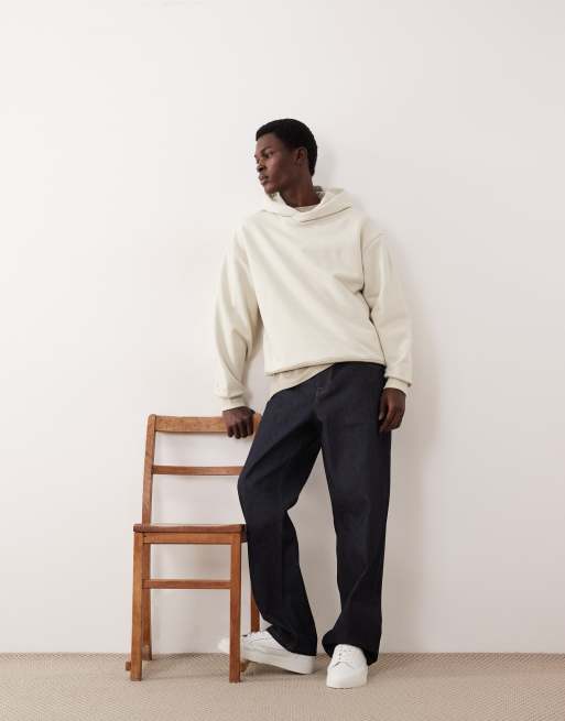 ASOS COLLECTIVE oversized super heavyweight hoodie in off white , 2 of 6