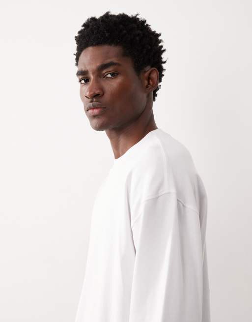 ASOS COLLECTIVE oversized super heavyweight long sleeve t-shirt in white  - WHITE, 4 of 5
