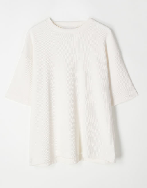 ASOS COLLECTIVE - Oversized T-shirt van superzware stof met wafelstructuur in crème, 5 van 6