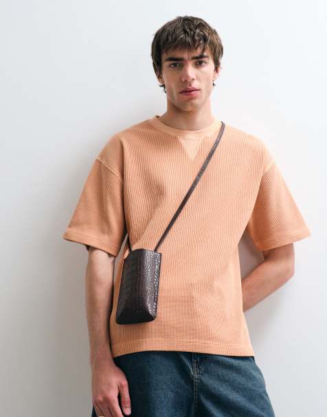 ASOS COLLECTIVE - Oversized T-shirt van zware stof met wafelstructuur in oranje met wassing - view 1