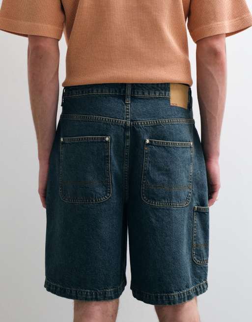 ASOS COLLECTIVE - Pantaloncini a fondo ampio in denim indaco, 3 di 5