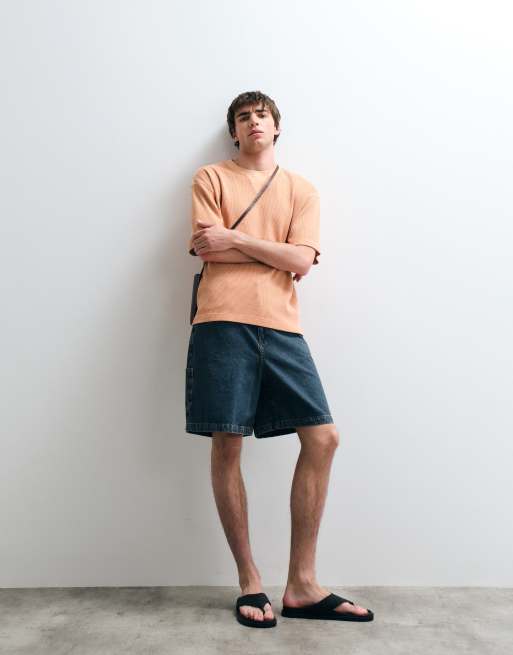 ASOS COLLECTIVE - Pantalones cortos vaqueros azul añil lavado de pernera ancha, 2 de 5