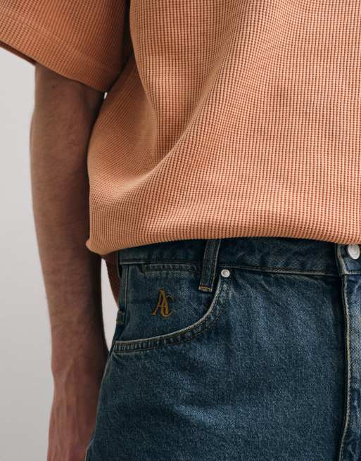 ASOS COLLECTIVE - Pantalones cortos vaqueros azul añil lavado de pernera ancha, 5 de 5