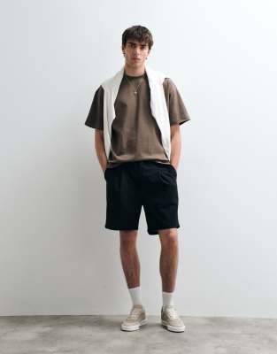 Asos Collective Pleated Cotton-linen Blend Shorts In Multi