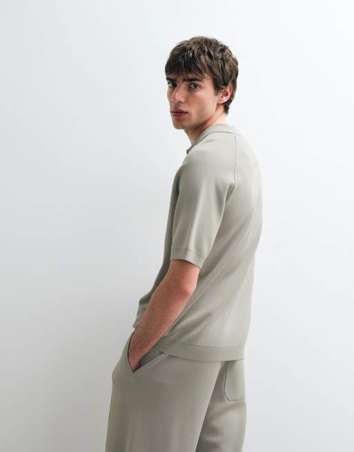 ASOS COLLECTIVE - Polo d'ensemble décontracté en maille compacte avec col cranté - Vert, 3 de 9
