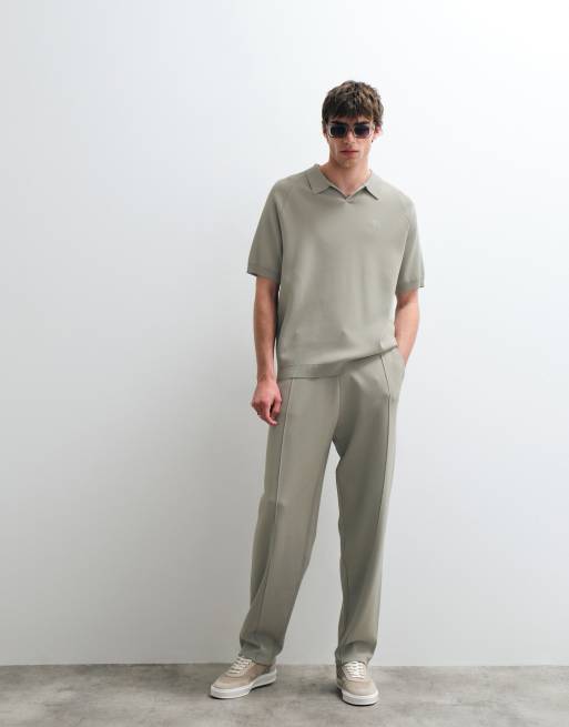 ASOS COLLECTIVE - Polo verde holgado con muesca en el cuello de punto compacto (parte de un conjunto), 4 de 9