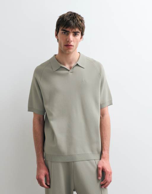 ASOS COLLECTIVE - Polo verde holgado con muesca en el cuello de punto compacto (parte de un conjunto), 5 de 9