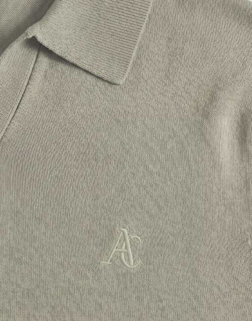 ASOS COLLECTIVE - Polo verde holgado con muesca en el cuello de punto compacto (parte de un conjunto), 8 de 9