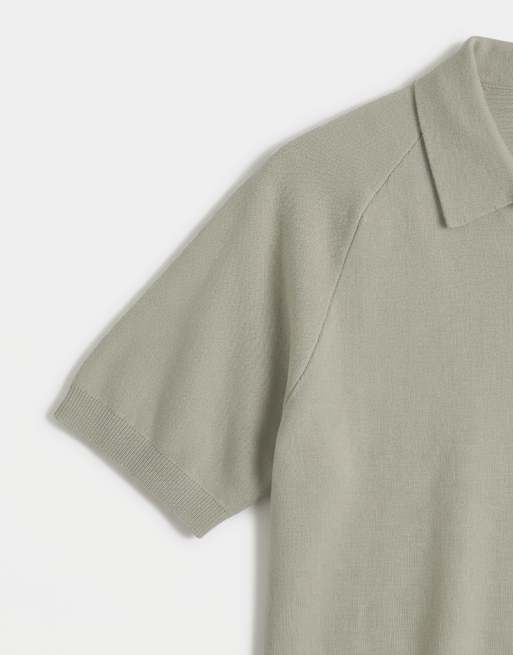 ASOS COLLECTIVE - Polo verde holgado con muesca en el cuello de punto compacto (parte de un conjunto), 9 de 9