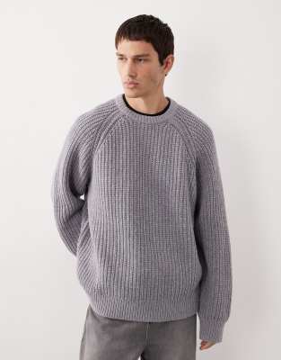 ASOS COLLECTIVE - Pull oversize en maille de laine - Gris