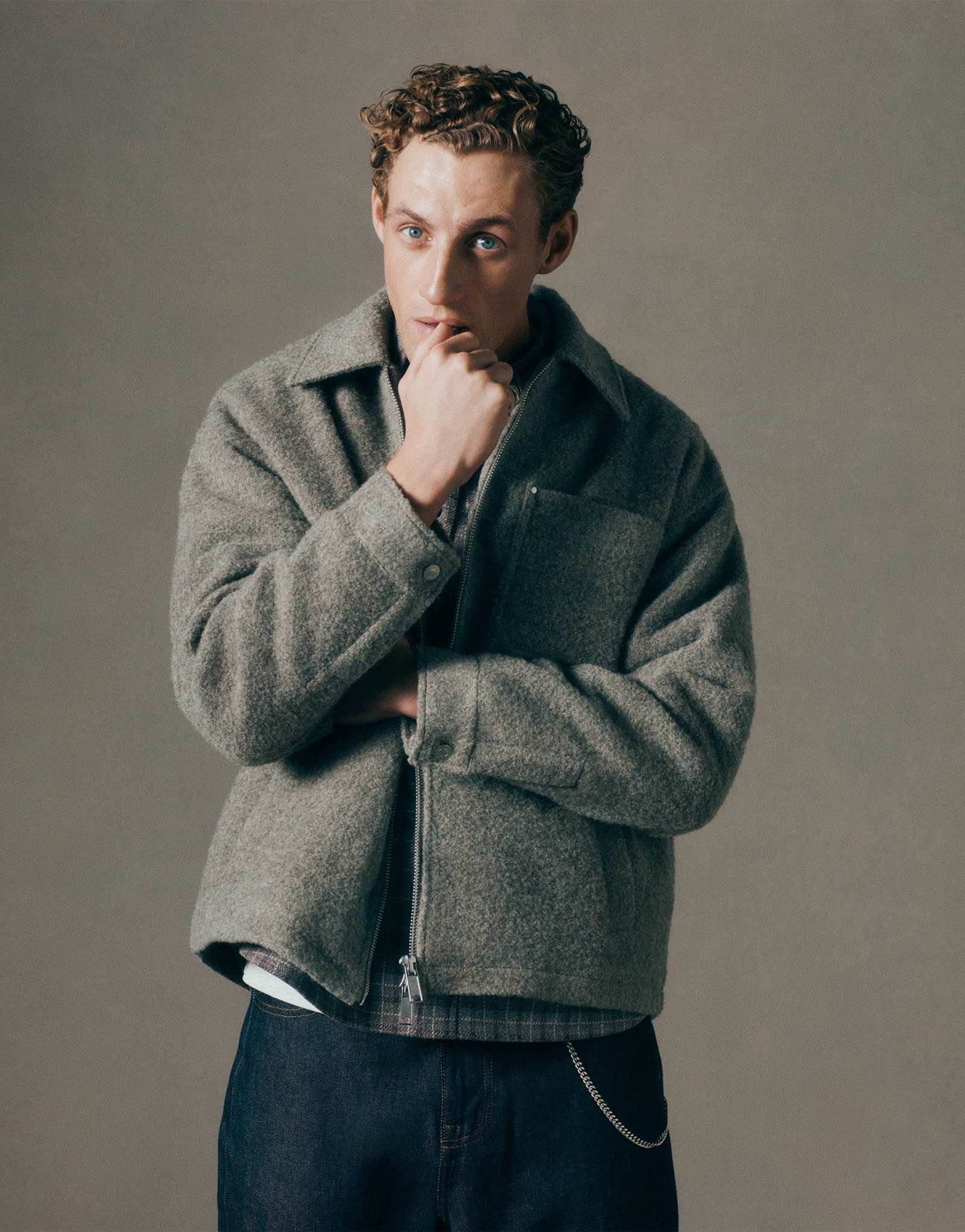 КОЛЛЕКТИВНАЯ стеганая куртка ASOS из шерсти коричневого цвета