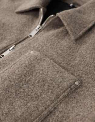 Asos Collective Quilted Shacket With Wool In Brown