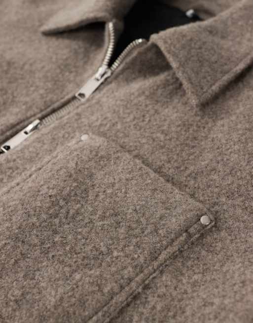 ASOS COLLECTIVE quilted shacket with wool in brown, 2 of 7