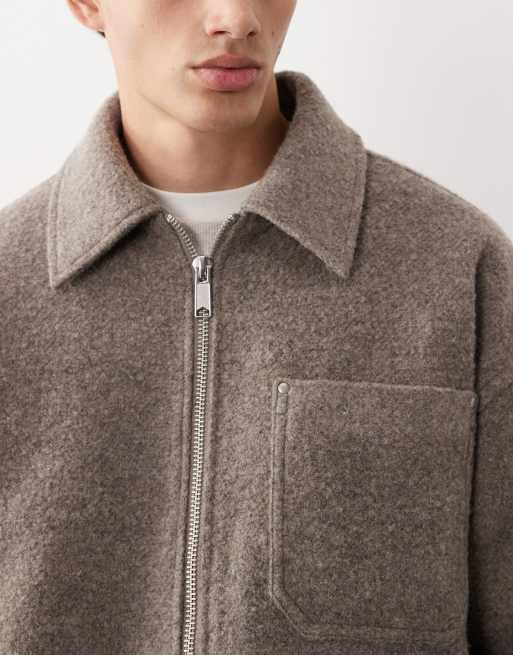 ASOS COLLECTIVE quilted shacket with wool in brown, 5 of 7