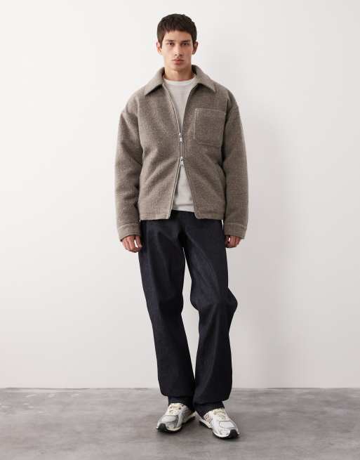 ASOS COLLECTIVE quilted shacket with wool in brown, 6 of 7
