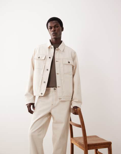 ASOS COLLECTIVE - Rå beige denimjakke i klassisk pasform - Del af sæt - view 1