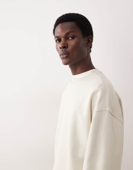 ASOS COLLECTIVE - Råhvid ekstra kraftig sweatshirt med rund hals, 3 af 6