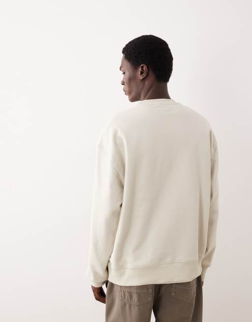ASOS COLLECTIVE - Råhvid ekstra kraftig sweatshirt med rund hals, 4 af 6