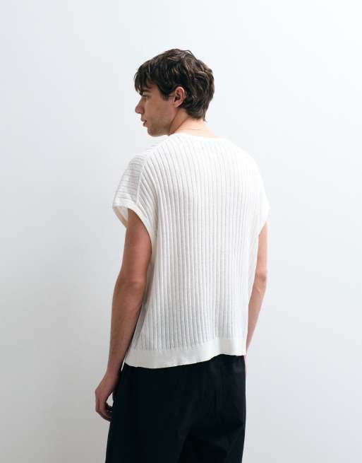 ASOS COLLECTIVE - Råhvid oversized overdel i hørrigt stof, 3 af 5