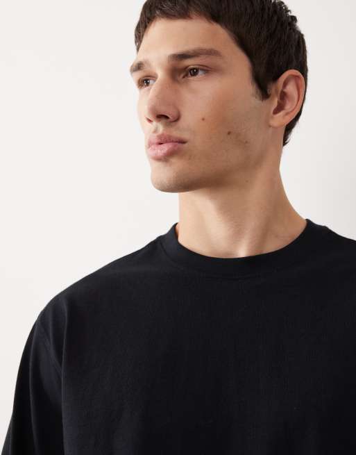 ASOS COLLECTIVE regular heavyweight long sleeve t-shirt in black - BLACK, 6 of 7