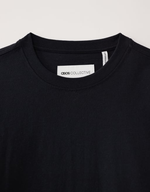 ASOS COLLECTIVE regular heavyweight long sleeve t-shirt in black - BLACK, 7 of 7