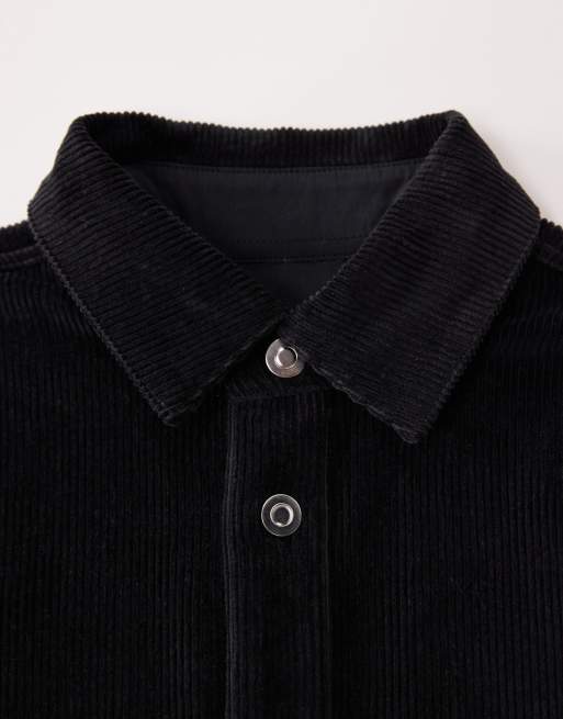 ASOS COLLECTIVE relaxed chunky cord shirt co-ord in black, 7 of 7