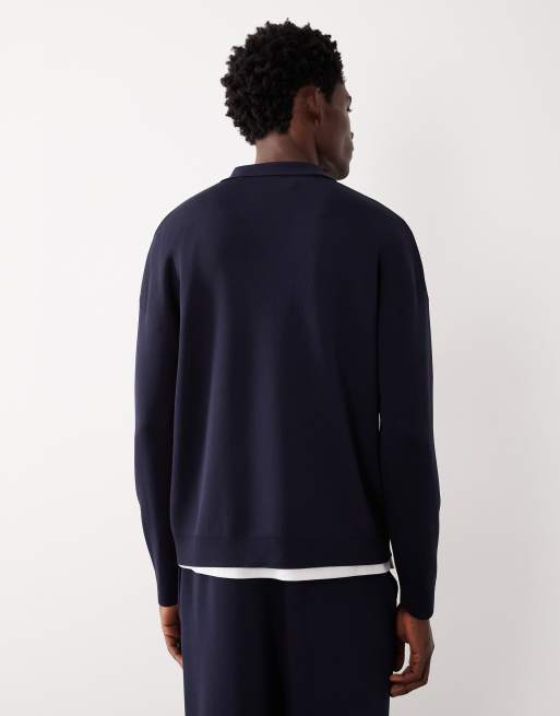 ASOS COLLECTIVE relaxed compact knit half zip polo in navy - part of a set, 4 of 7
