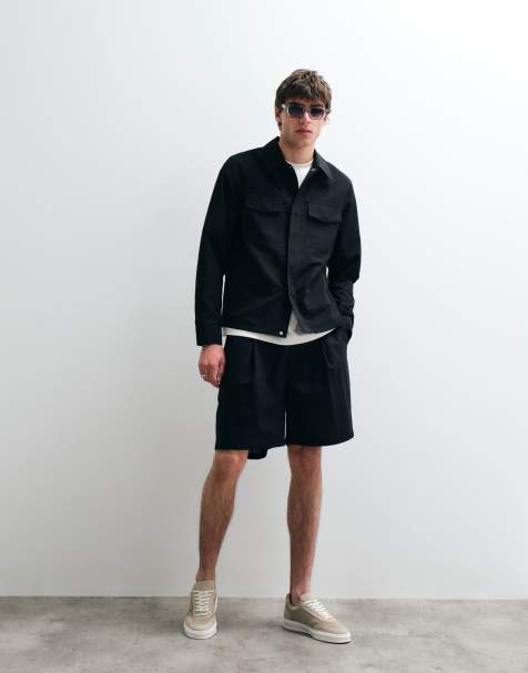 ASOS COLLECTIVE relaxed long sleeve utility shirt in black - view 1