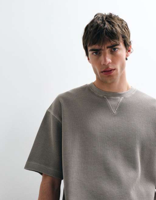 ASOS COLLECTIVE – Schweres Oversize-T-Shirt in verwaschenem Grau mit Waffelstruktur, 3 von 5
