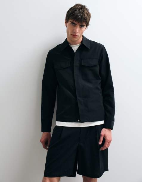ASOS COLLECTIVE - Sort afslappet utility-skjorte med lange ærmer - view 1