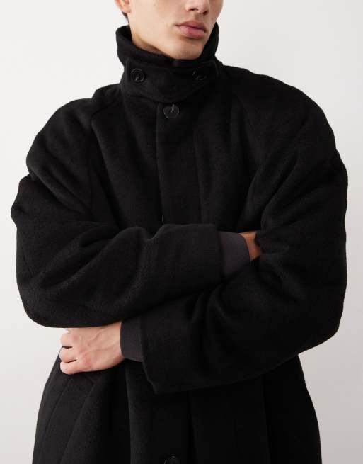 ASOS COLLECTIVE - Sort overfrakke i uldblanding, 5 af 7