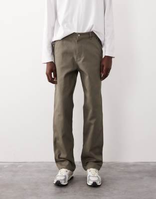 ASOS COLLECTIVE ASOS COLLECTIVE straight fit carpenter trousers in khaki - KHAKI-Green