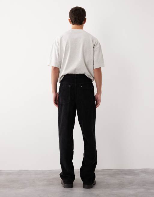 ASOS COLLECTIVE straight fit cord co-ord trouser in black - BLACK, 3 of 7