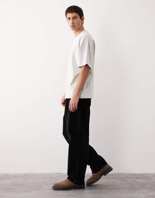 ASOS COLLECTIVE straight fit cord co-ord trouser in black - BLACK, 4 of 7