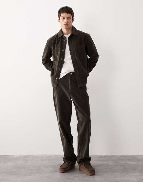 ASOS COLLECTIVE straight fit cord co-ord trouser in brown - BROWN - view 1