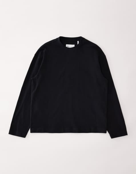ASOS COLLECTIVE super heavyweight oversized long sleeve t-shirt in black - BLACK - view 1