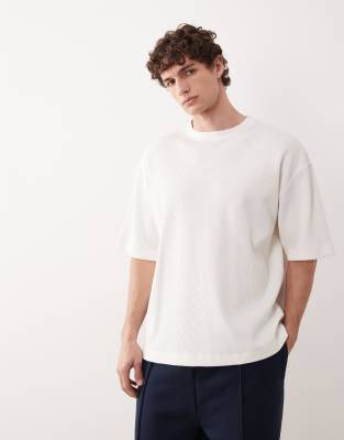 Asos Collective Super Heavyweight Oversized Waffle Texture T-shirt In White