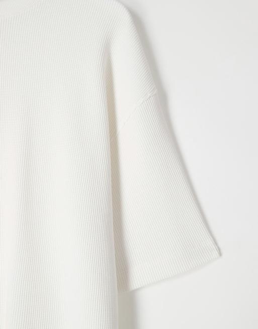 ASOS COLLECTIVE super heavyweight oversized waffle texture t-shirt in cream, 6 of 6