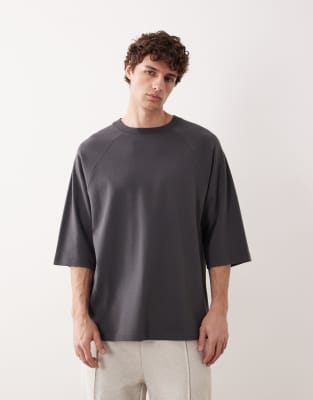 Asos Collective Super Heavyweight Super Oversized Raglan T-shirt In Gray