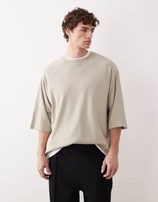 Asos Collective Super Heavyweight Super Oversized Raglan T-shirt In Green
