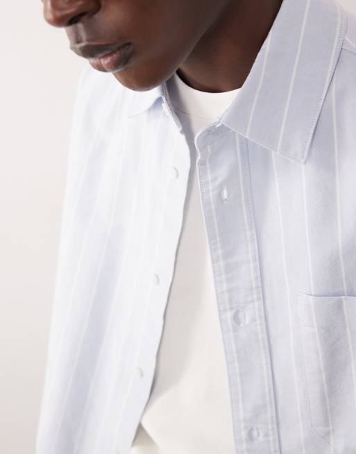 ASOS COLLECTIVE super oversized striped oxford shirt in blue and white, 4 of 7