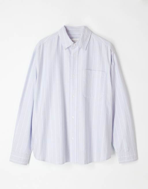 ASOS COLLECTIVE super oversized striped oxford shirt in blue and white, 6 of 7