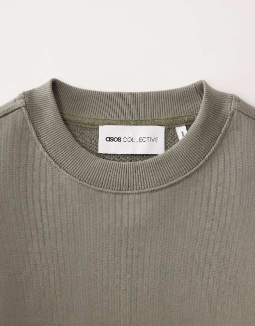 ASOS COLLECTIVE – Svart, superkraftig sweatshirt i oversized fit med rund halsringning, 7 av 7