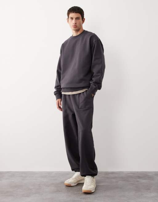 ASOS COLLECTIVE – Svart, superkraftig sweatshirt i oversized fit med rund halsringning, 3 av 7