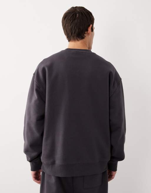 ASOS COLLECTIVE – Svart, superkraftig sweatshirt i oversized fit med rund halsringning, 4 av 7