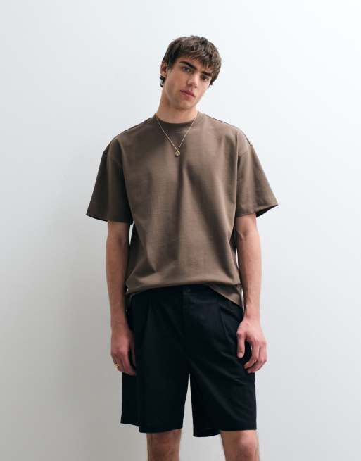 ASOS COLLECTIVE – Svarta shorts i bomull och linne med veck, 5 av 5