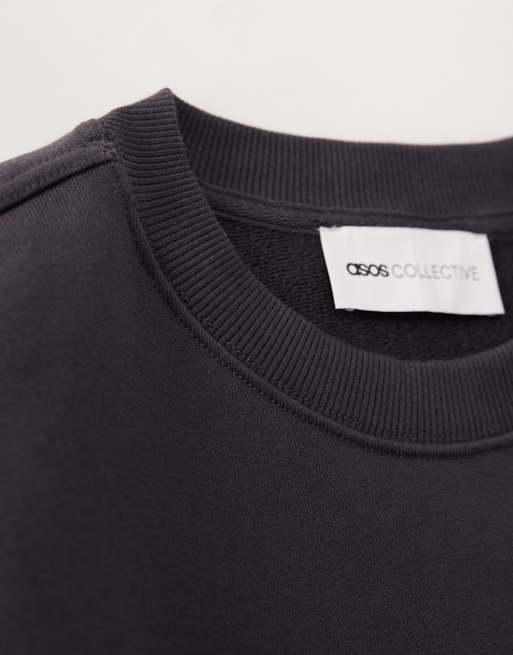 ASOS COLLECTIVE - Sweat ras de cou oversize en tissu ultra-épais - Anthracite, 7 de 7