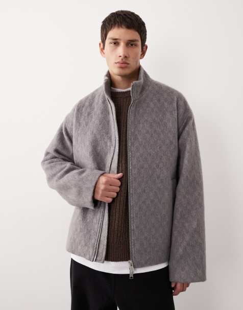 ASOS COLLECTIVE – Szara kurtka typu coach o fasonie oversize z mieszanki wełny - view 1