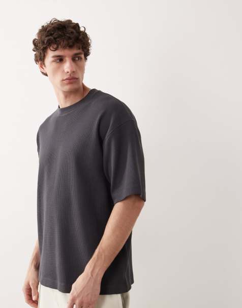 ASOS COLLECTIVE - T-shirt oversize en tissu texturé gaufré ultra épais - Anthracite - view 1